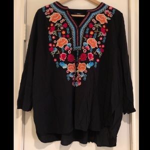 Floral black tunic